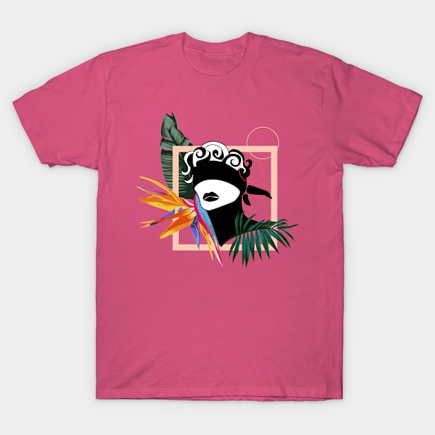 Abstract Woman with Tropical Flowers T-Shirt by Cool Abstract Design